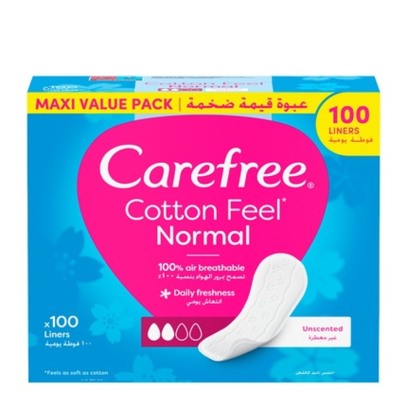 Carefree Cotton Feel Normal Daily Panty Liners Fragrance-Free 100 Units