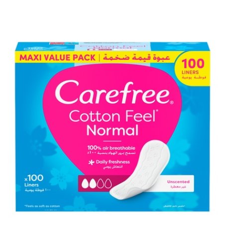 Carefree Cotton Feel Normal Daily Panty Liners Fragrance-Free 100 Units