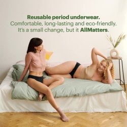 AllMatters Period Underwear Leak-Free Long-Lasting Eco-Friendly Reusable Size XXLarge Black
