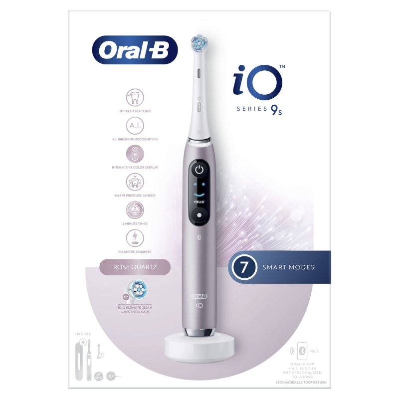 Oral-B iO 9S Adulte Brosse à dents rotative oscillante Rose, Blanc