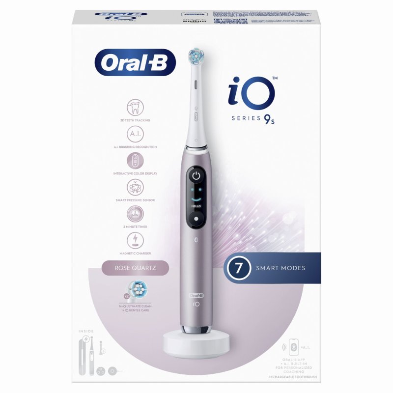 Oral-B iO 9S Adulte Brosse à dents rotative oscillante Rose, Blanc