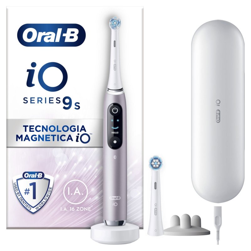Oral-B iO 9S Adult Rotating-oscillating toothbrush Pink, White