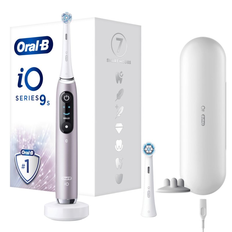 Oral-B iO 9S Adulte Brosse à dents rotative oscillante Rose, Blanc