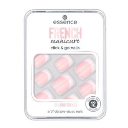 Essence French Manicure Click & Go Nails 01 - 12pcs Set Glossy Plastic