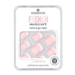 Essence French Manicure Click & Go Nails Ongles des mains Rose, Blanc Monochromatique 12 pièce(s) Boîte