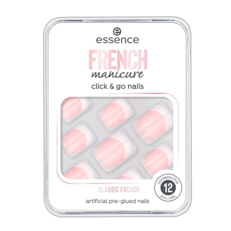 Essence French Manicure Click & Go Nails Finger nails Pink, White Monochromatic 12 pc(s) Box