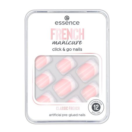 Essence French Manicure Click & Go Nails 01 - 12pcs Set Glossy Plastic