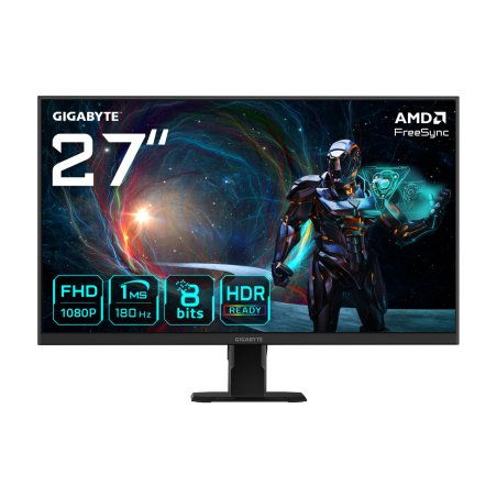 GIGABYTE GS27FA Moniteur de jeu 27" FHD - 1920 x 1080, 180Hz, 1ms, 300 cd/m², FreeSync, HDR Ready, HDMI 2.0,