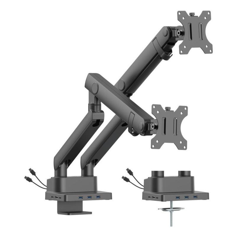 DUAL SPRING MONITOR ARM 8 IN 1 BUILT-IN USB-C DOCKING STATIO