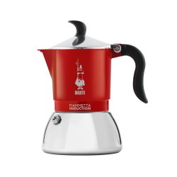 Bialetti Fiammetta Induction Cafetière à moka 0,1 L Rouge, Acier inoxydable