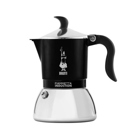 Bialetti Fiammetta Induction Cafetière à moka 0,1 L Noir, Acier inoxydable