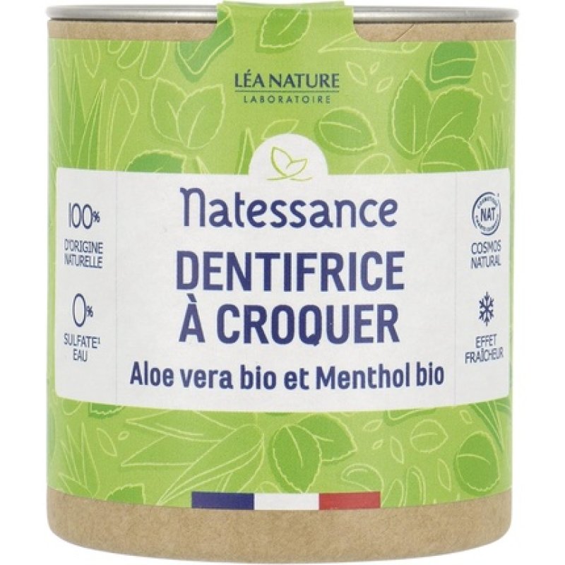Natessance Chew Toothpaste Solids Organic Aloe Vera and Organic Menthol