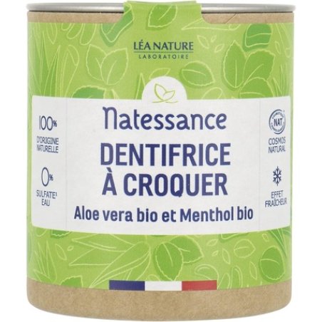 Natessance Chew Toothpaste Solids Organic Aloe Vera and Organic Menthol