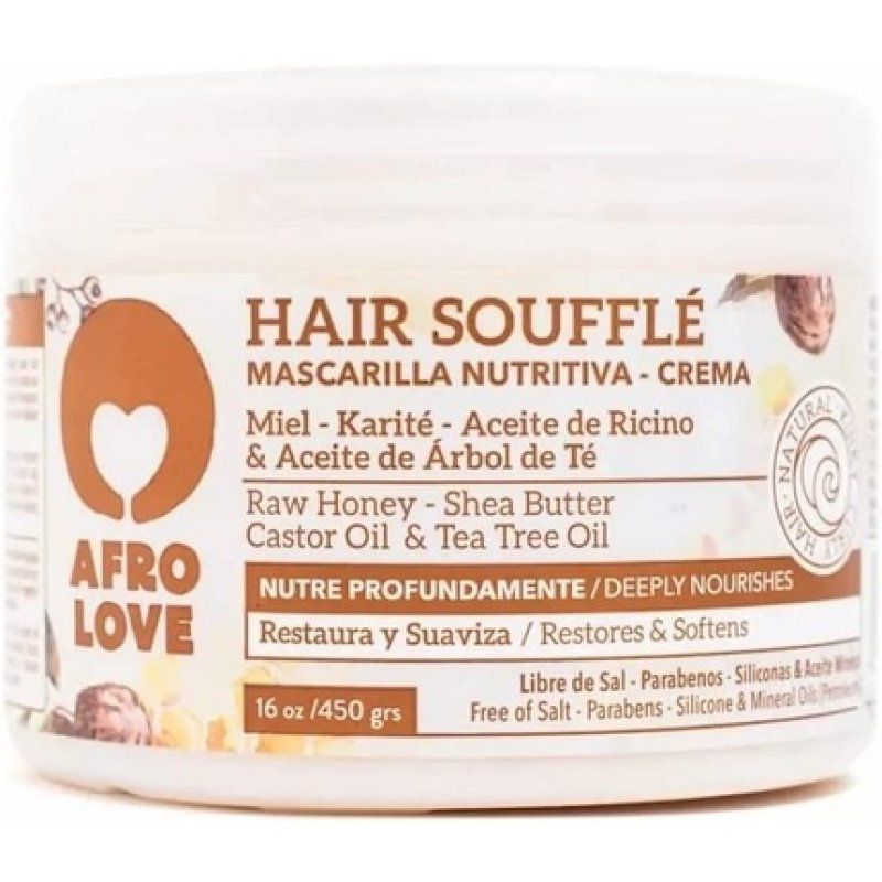 Afro Love Hair Souffle Deep Conditioner with Raw Honey, Shea Butter, Castor Oil and Tea Tree Oil 450g