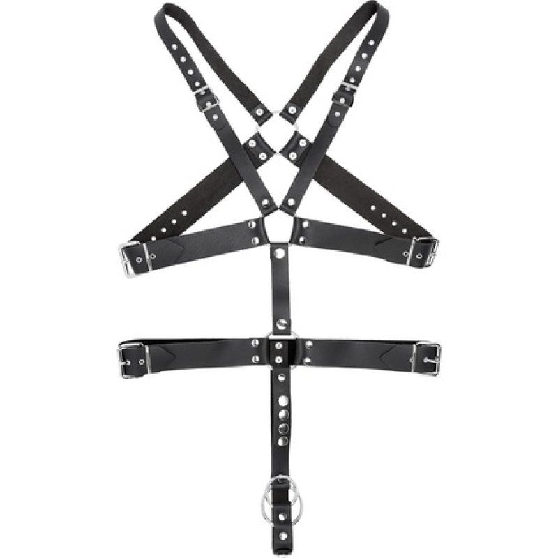 Erotic Fashion ra7361 Harness Black Leather Adjustable Cockring Diameter 40mm and 50mm