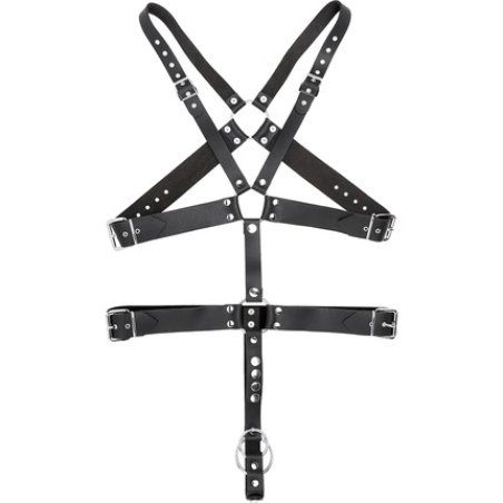Erotic Fashion ra7361 Harness Black Leather Adjustable Cockring Diameter 40mm and 50mm