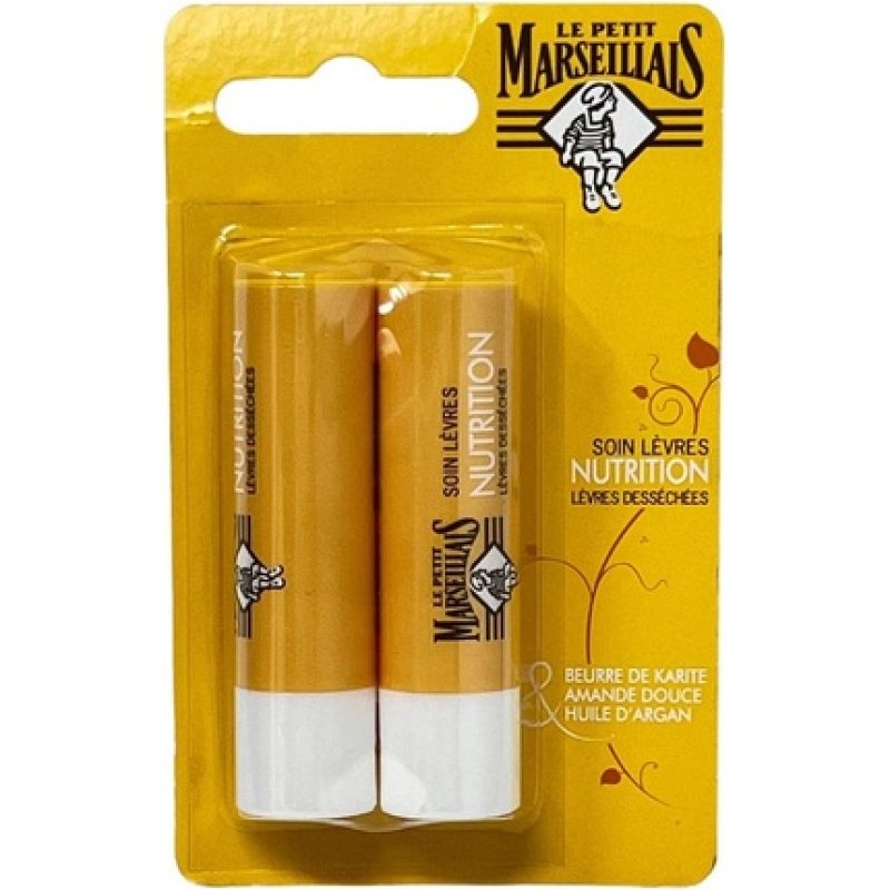 Le Petit Marseillais Lip Balm with Shea Butter, Almond, and Argan Oil 4.9g - Pack of 2
