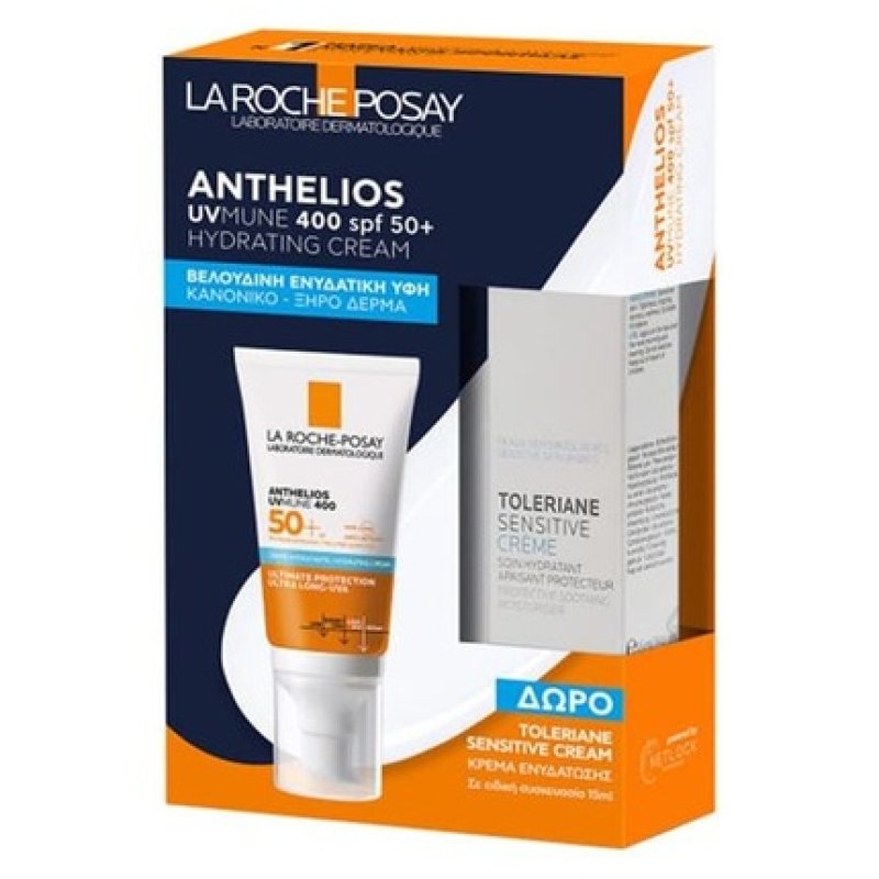 La Roche Posay Set Anthelios Uvmune 400 Hydrating Cream Spf50 50ml & Toleriane Sensitive Cream 15ml