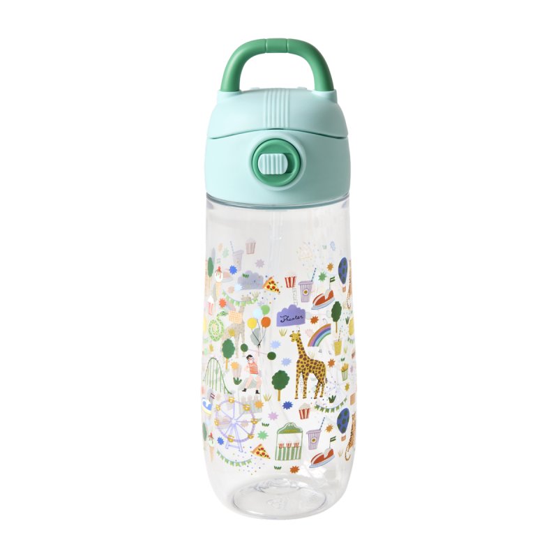 Rice - Plastic Kids Drinking Bottle with Fun Fair Print - Mint - 550 ml