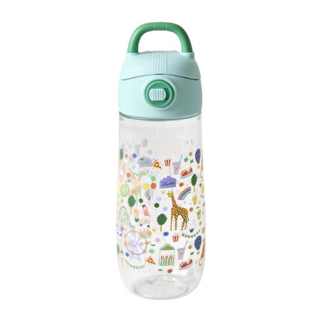 Rice - Plastic Kids Drinking Bottle with Fun Fair Print - Mint - 550 ml