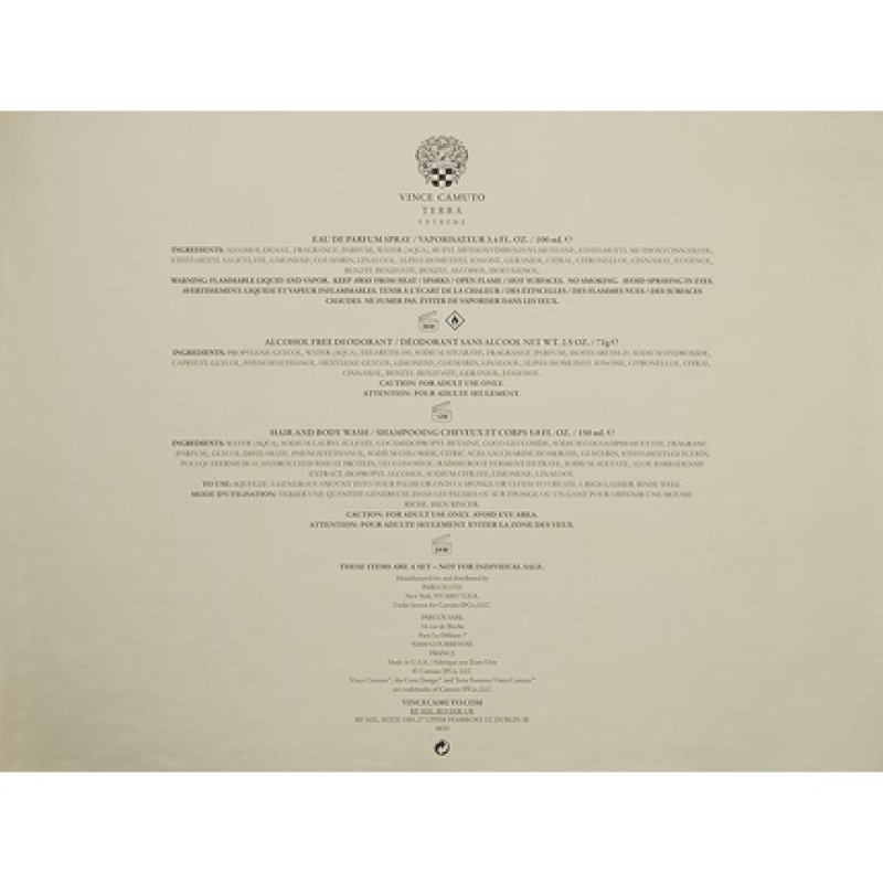 Vince Camuto Terra Extreme Eau de Parfum Spray Cologne for Men Gift Set Brown