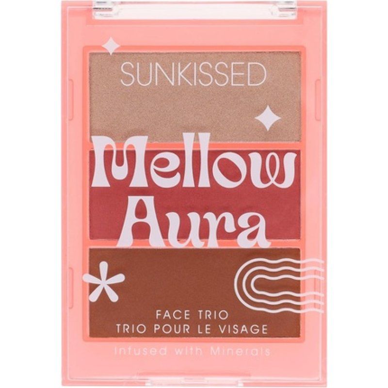Sunkissed Mellow Auro Makeup Palette with Highlighter, Blush, and Bronzer Shades for On-the-Go Touch Ups
