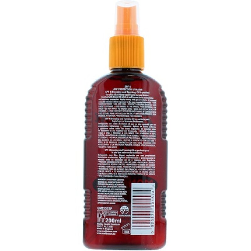 Malibu Spf 4 Bronzing Tanning Oil With Monoi Oil, 0.21 Kg