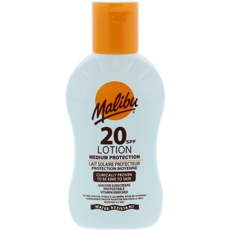 Malibu Sun SPF 20 Lotion Medium Protection Sun Cream Water Resistant Vitamin Enriched 100ml