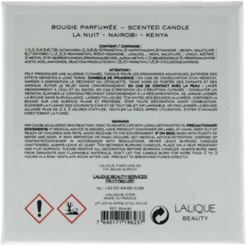 Lalique La Nuit Nairobi Kenya Candle 190g