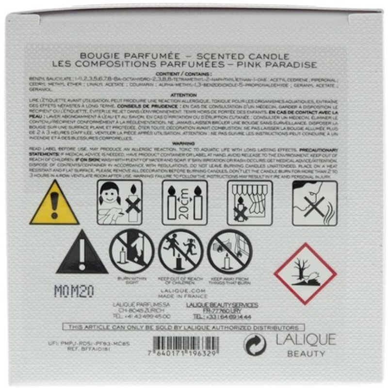 Lalique Pink Paradise Candle 190g