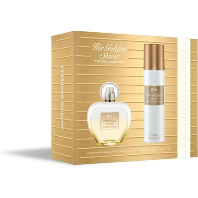 Banderas Perfumes Her Golden Secret Gift Set for Women EDT 80ml Deodorant 150ml Fruity Floral Vanilla Notes