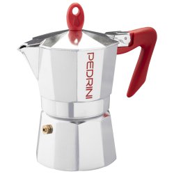 Pedrini 9083-0 machine à café manuelle Cafetière à moka Rouge, Acier inoxydable