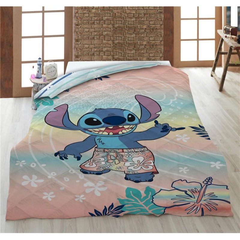 DISNEY - Stitch "Plage" - Couverture en Quilt 140x200cm