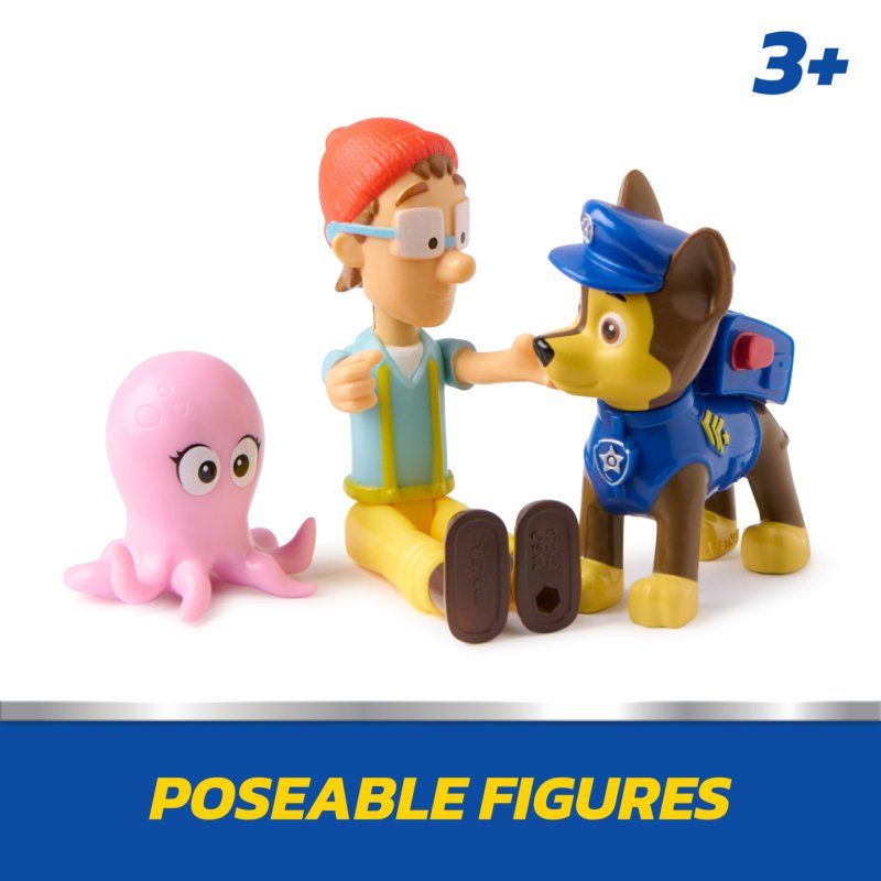 PAW Patrol Pat' Patrouille, Coffret de figurines Chase et Capitaine Turbot, avec figurine de bébé pieuvre, jouets
