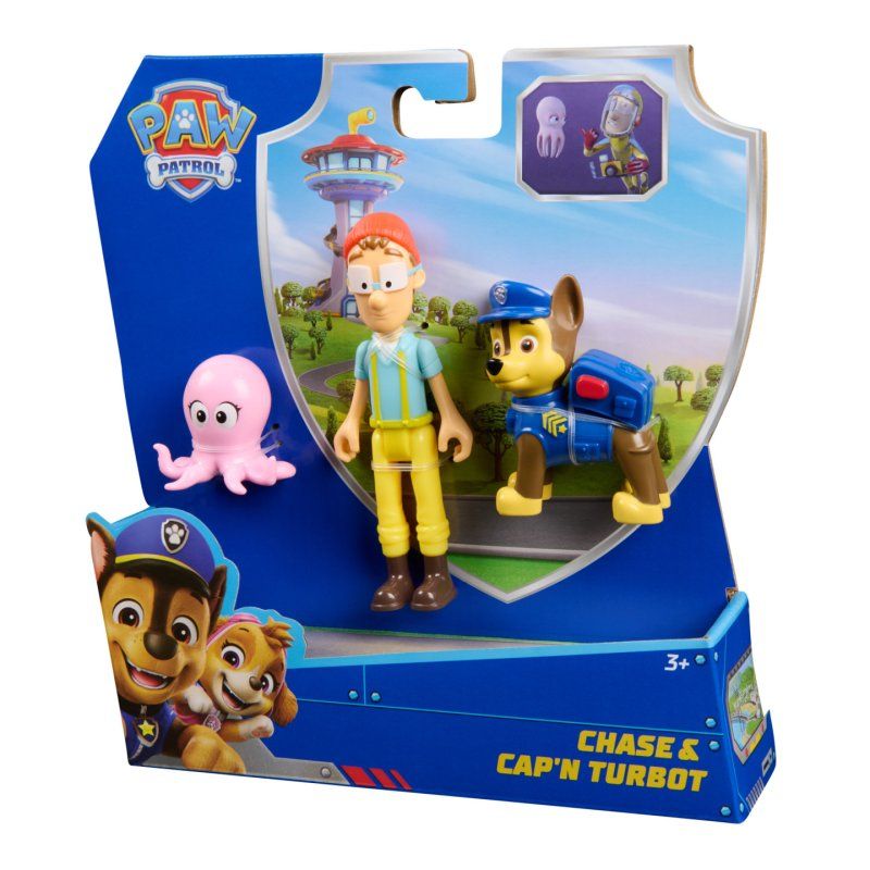PAW Patrol , Chase & Captain Turbot Figure Pack with Baby Octopus Toy Figure, Kids Toys for Boys and Girls Ages 3 and Up