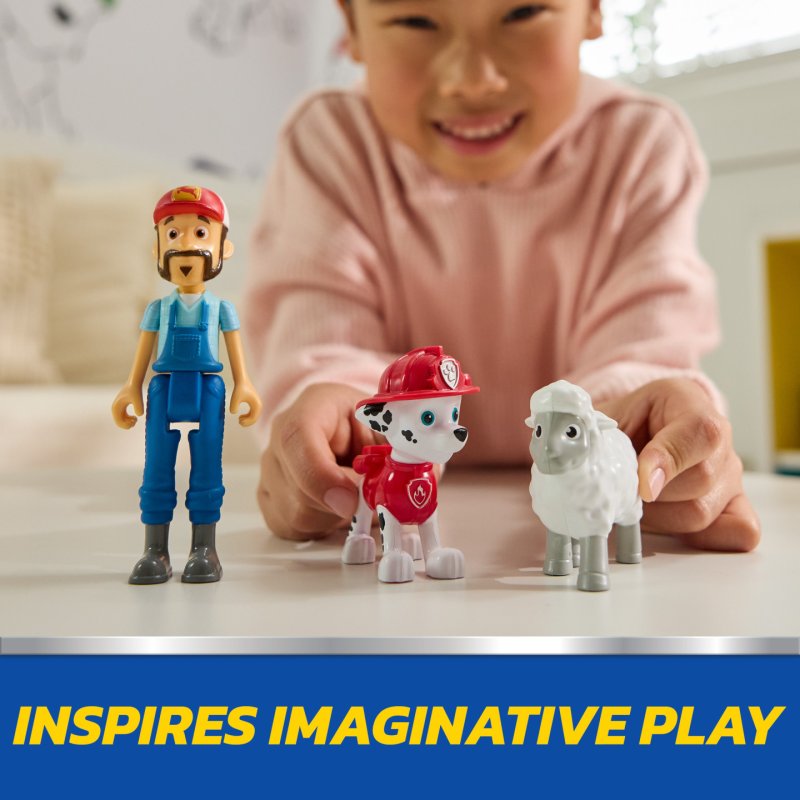 PAW Patrol Pat' Patrouille, Coffret de figurines Marcus et Fermier Al avec figurine mouton, jouets pour filles et