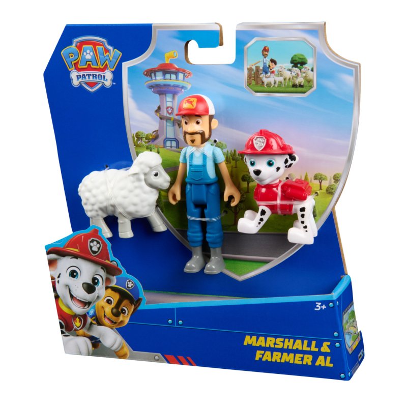 PAW Patrol Pat' Patrouille, Coffret de figurines Marcus et Fermier Al avec figurine mouton, jouets pour filles et