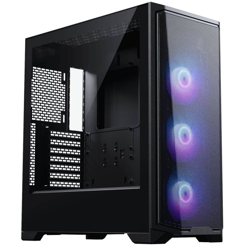 Phanteks Eclipse G370A PC-Gehäuse, Midi-Tower, SSI-EEB, RGB, Tempered Glass - inklusive 3x 120-mm-Lüfter, schwarz