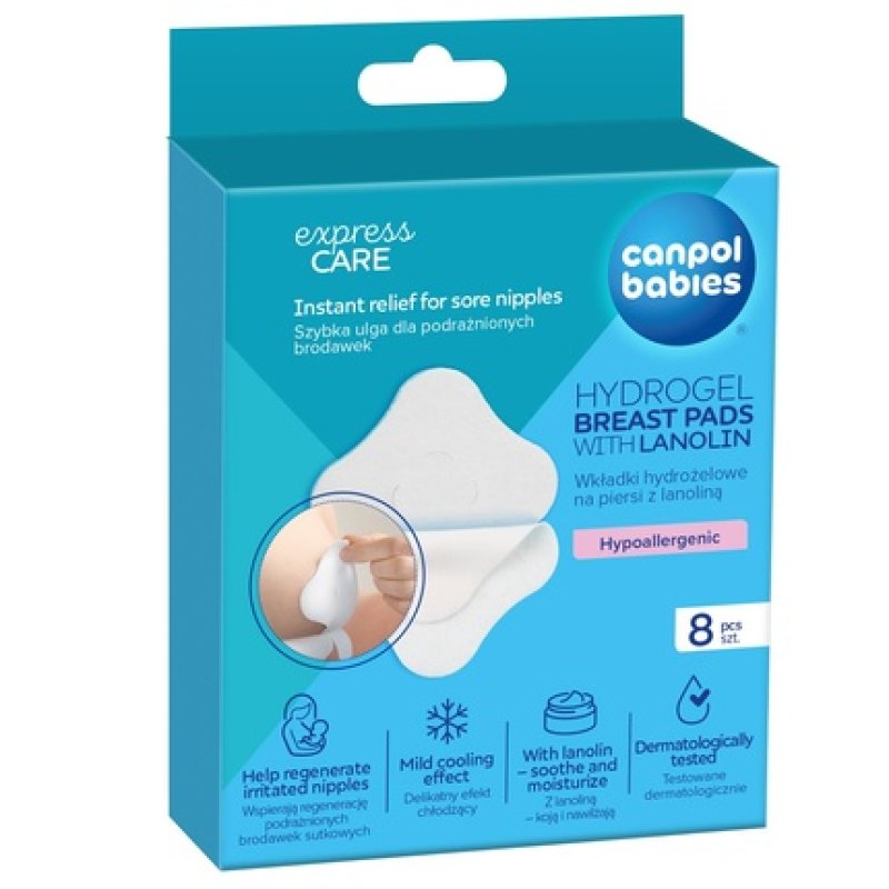 Canpol Babies Soothing Hydrogel Breast Pads with Lanolin - Pack of 8