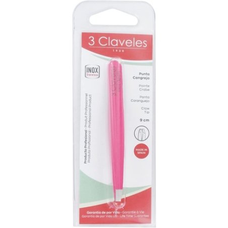 3 Claveles Claw Tip Tweezers 9cm - Pink