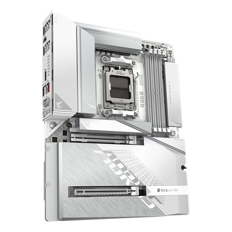 GIGABYTE B850 AORUS STEALTH ICE Motherboard - AMD Ryzen 9000 Series CPUs, 14 2 2 Phases Digital VRM, up to 8200MHz DDR5