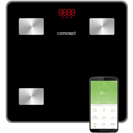 Concept VO4001 Glass Diagnostic Scale with App Digital Body Analysis Weight Scale Muscle Mass BMI LED Display Bluetooth