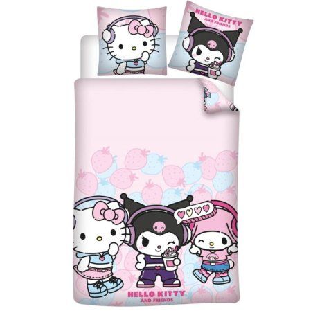 HELLO KITTY -Hello Kitty and Friend -Parure de lit 140x200cm 65x65cm