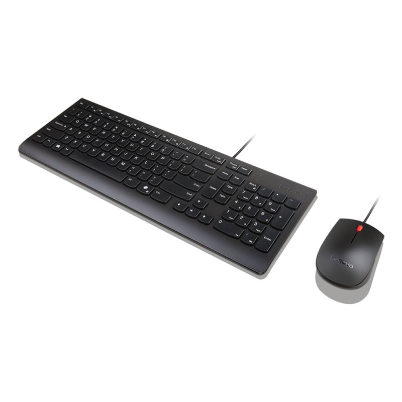 Lenovo Essential Wired Combo Black US Euro clavier Souris incluse Universel USB Noir