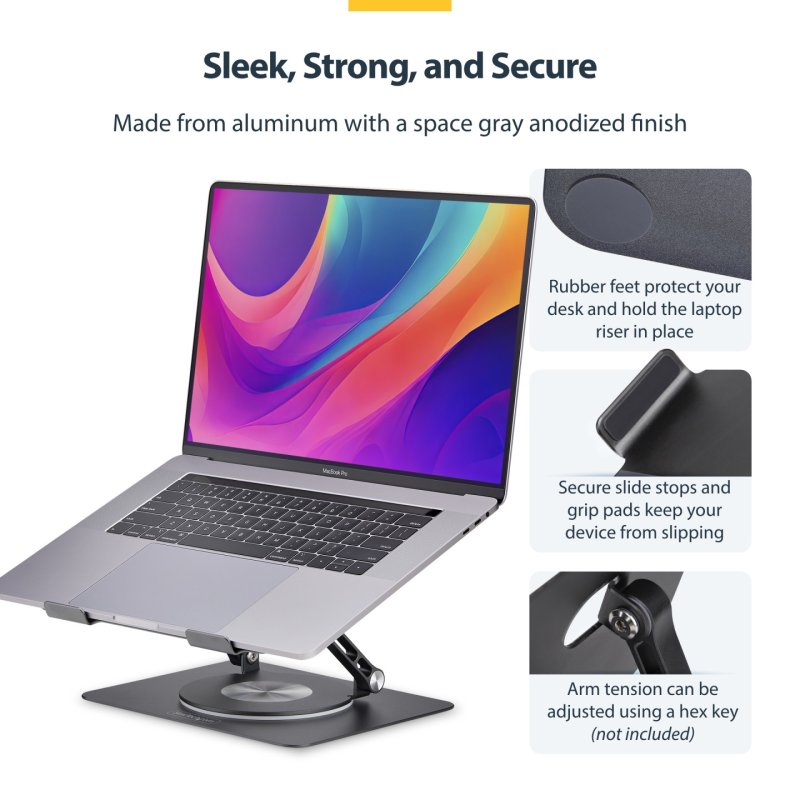 LAPTOP STAND/RISER FOR DESK - - COMPUTER STAND W/360 SWIVEL BASE