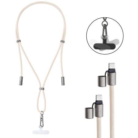 Intenso® Cell Phone Charging Lanyard - beige
