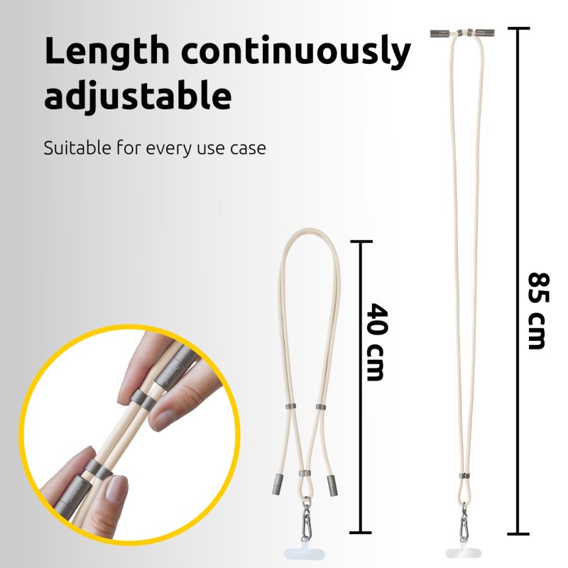 Intenso Lanière de Charge USB-C – Collier Câble pour Smartphone, Charge Rapide 60W, Longueur Réglable, 1,65 m