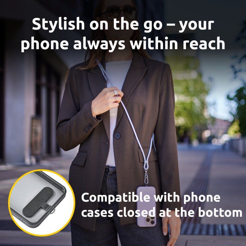 Intenso USB-C Charging Lanyard – Phone Necklace Cable, 60W Fast Charging, Adjustable Length, 1.65 m Nylon, USB-C to