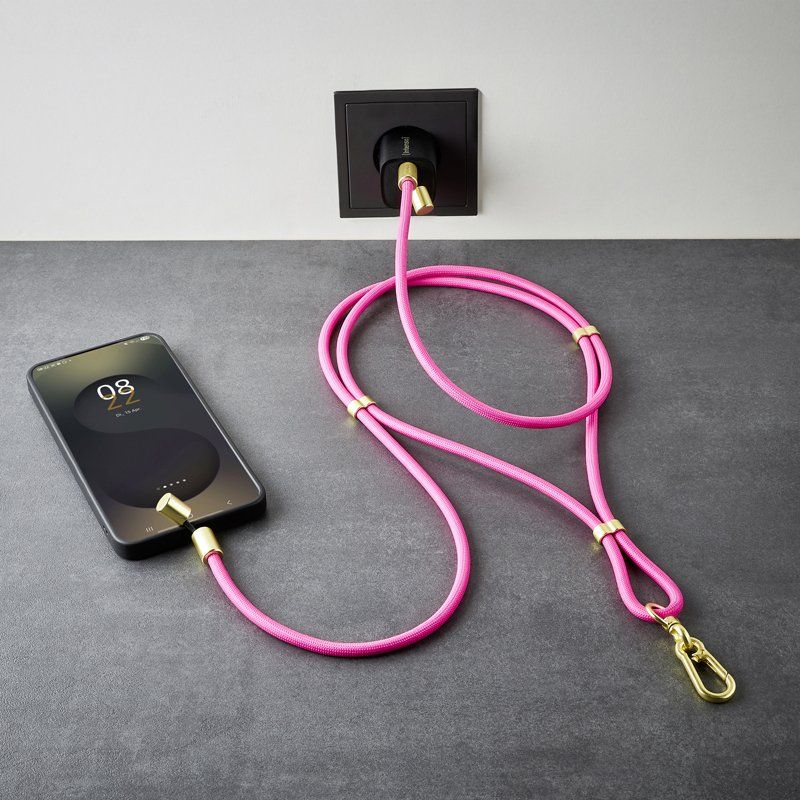 Intenso Lanière de Charge USB-C – Collier Câble pour Smartphone, Charge Rapide 60W, Longueur Réglable, 1,65 m