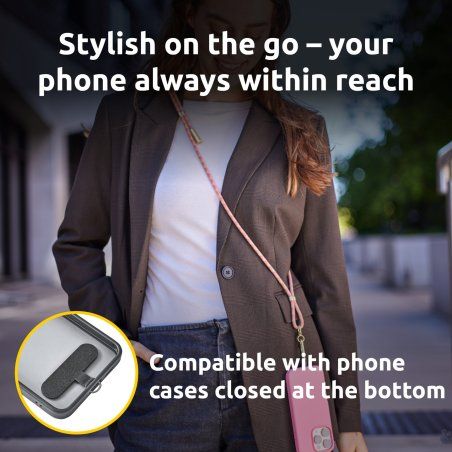 Intenso USB-C Charging Lanyard – Phone Necklace Cable, 60W Fast Charging, Adjustable Length, 1.65 m Nylon, USB-C to